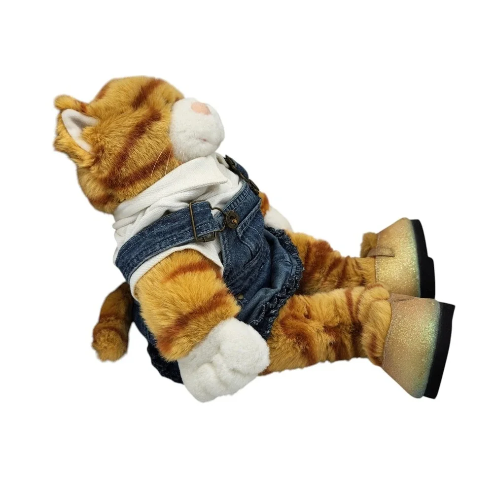 Build A Bear Orange Tabby Cat Kitty Shirt‎ Overall Dress Shoes Stuffed Animal